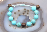 CGB9627 12mm round blue howlite & bronzite adjustable bracelets