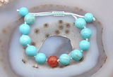 CGB9630 12mm round blue howlite & fire agate adjustable bracelets