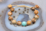 CGB9705 12mm round picture jasper & amazonite adjustable bracelets