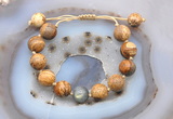 CGB9707 12mm round picture jasper & labradorite adjustable bracelets