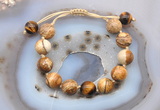 CGB9709 12mm round picture jasper & yellow tiger eye adjustable bracelets