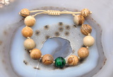 CGB9713 12mm round picture jasper & green tiger eye adjustable bracelets