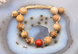 CGB9715 12mm round picture jasper & red jasper adjustable bracelets