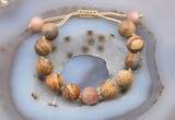 CGB9720 12mm round picture jasper & moonstone adjustable bracelets