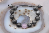 CGB9801 12mm round black labradorite & candy jade adjustable bracelets