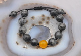 CGB9802 12mm round black labradorite & candy jade adjustable bracelets