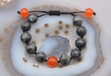 CGB9803 12mm round black labradorite & candy jade adjustable bracelets