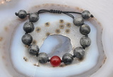 CGB9804 12mm round black labradorite & candy jade adjustable bracelets