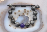 CGB9805 12mm round black labradorite & candy jade adjustable bracelets