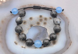 CGB9806 12mm round black labradorite & candy jade adjustable bracelets