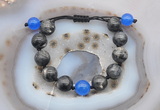 CGB9807 12mm round black labradorite & candy jade adjustable bracelets