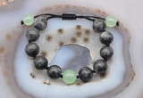 CGB9809 12mm round black labradorite & candy jade adjustable bracelets