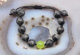 CGB9810 12mm round black labradorite & candy jade adjustable bracelets