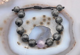 CGB9812 12mm round black labradorite & lavender amethyst adjustable bracelets