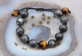 CGB9813 12mm round black labradorite & yellow tiger eye adjustable bracelets