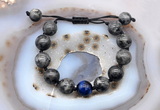 CGB9815 12mm round black labradorite & blue tiger eye adjustable bracelets