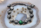 CGB9819 12mm round black labradorite & green tiger eye adjustable bracelets