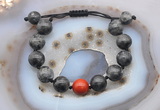 CGB9830 12mm round black labradorite & red jasper adjustable bracelets