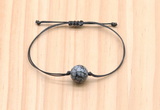 CGB9946 Fashion 12mm snowflake obsidian adjustable bracelet jewelry