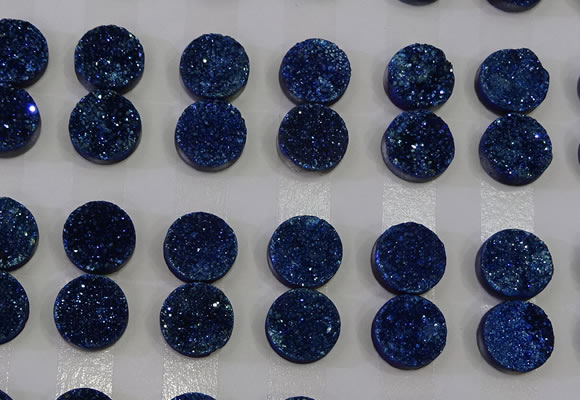 CGC114 14mm flat round druzy quartz cabochons wholesale