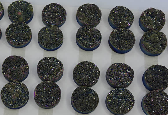 CGC134 18mm flat round druzy quartz cabochons wholesale