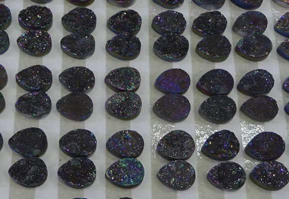 CGC235 10*14mm flat teardrop druzy quartz cabochons wholesale