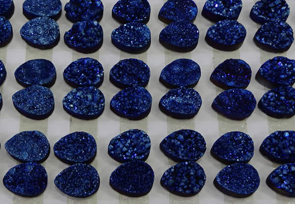 CGC240 12*16mm flat teardrop druzy quartz cabochons wholesale