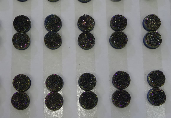 CGC92 10mm flat round druzy quartz cabochons wholesale