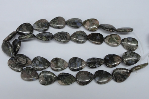 CGE08 15.5 inches 20*25mm flat teardrop glaucophane gemstone beads