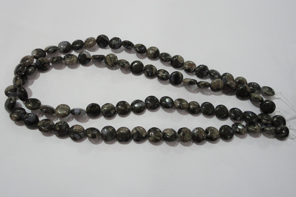 CGE122 15.5 inches 10mm flat round glaucophane gemstone beads