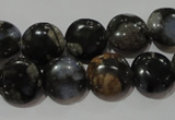 CGE123 15.5 inches 12mm flat round glaucophane gemstone beads