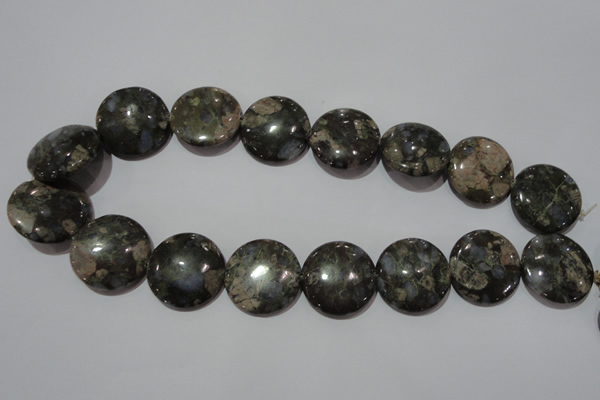 CGE128 15.5 inches 25mm flat round glaucophane gemstone beads