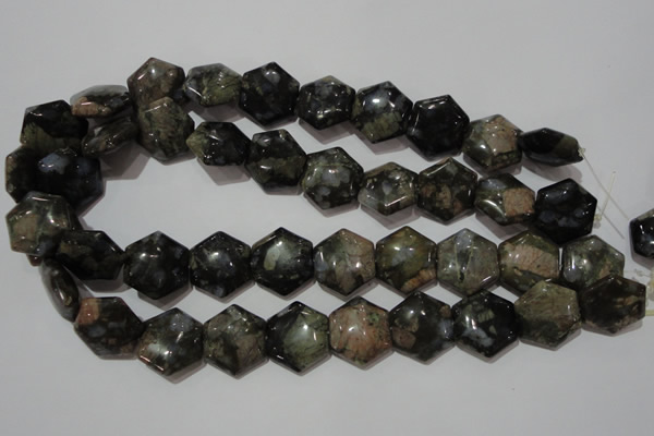 CGE174 15.5 inches 20*20mm hexagon glaucophane gemstone beads