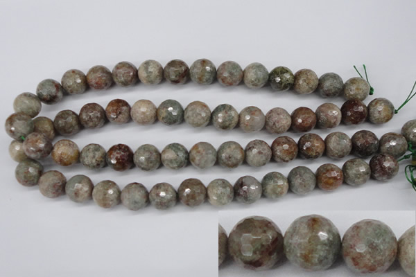 CGG16 15.5 inches 14mm faceted round ghost gemstone beads wholesale