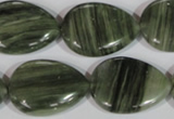 CGH15 15.5 inches 20*27mm flat teardrop green hair stone beads