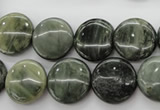 CGH17 15.5 inches 10mm flat round green hair stone beads wholesale