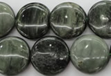 CGH20 15.5 inches 16mm flat round green hair stone beads wholesale