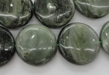 CGH22 15.5 inches 20mm flat round green hair stone beads wholesale