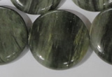 CGH24 15.5 inches 30mm flat round green hair stone beads