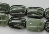 CGH26 15.5 inches 10*14mm rectangle green hair stone beads wholesale