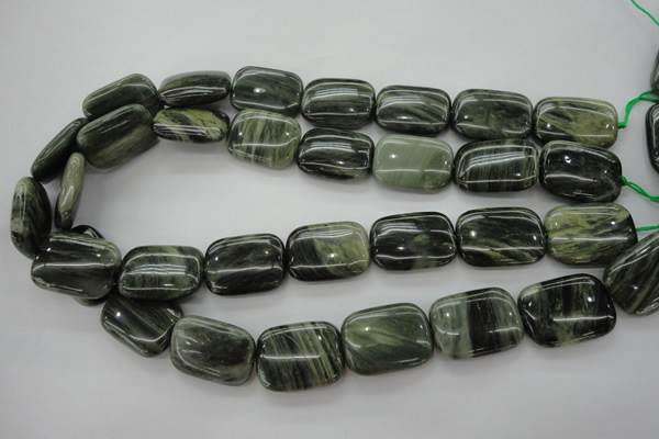 CGH26 15.5 inches 10*14mm rectangle green hair stone beads wholesale