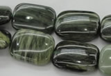 CGH28 15.5 inches 13*18mm rectangle green hair stone beads wholesale