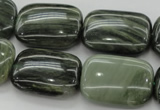 CGH30 15.5 inches 18*25mm rectangle green hair stone beads wholesale