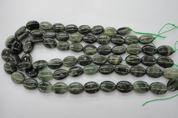 CGH43 15.5 inches 10*14mm oval green hair stone beads wholesale