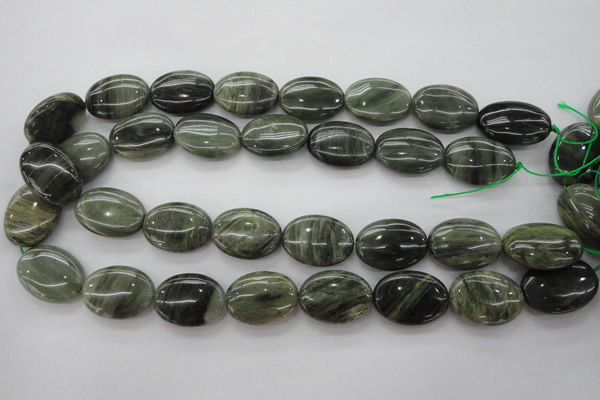 CGH47 15.5 inches 18*25mm oval green hair stone beads wholesale