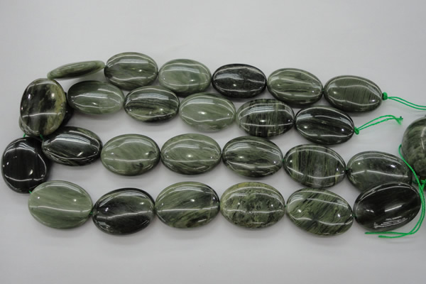 CGH48 15.5 inches 22*30mm oval green hair stone beads wholesale