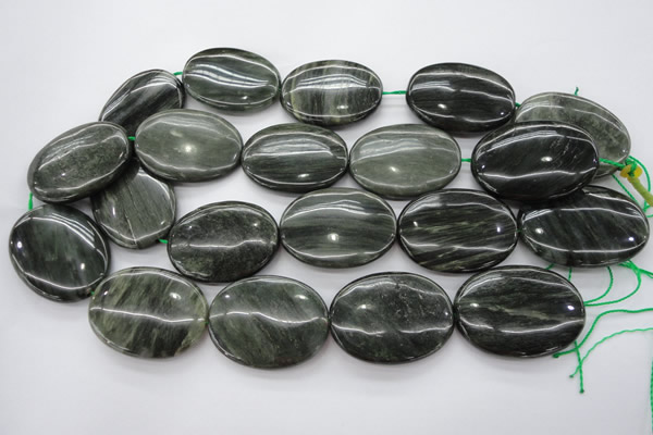 CGH50 15.5 inches 30*40mm oval green hair stone beads wholesale