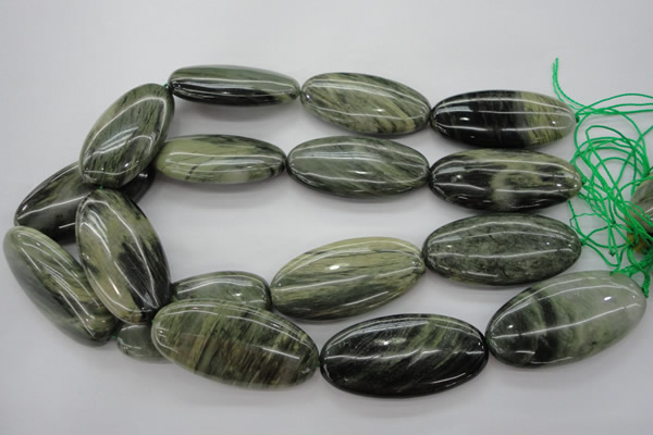 CGH51 15.5 inches 25*50mm oval green hair stone beads wholesale