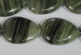 CGH57 15.5 inches 22*30mm flat teardrop green hair stone beads