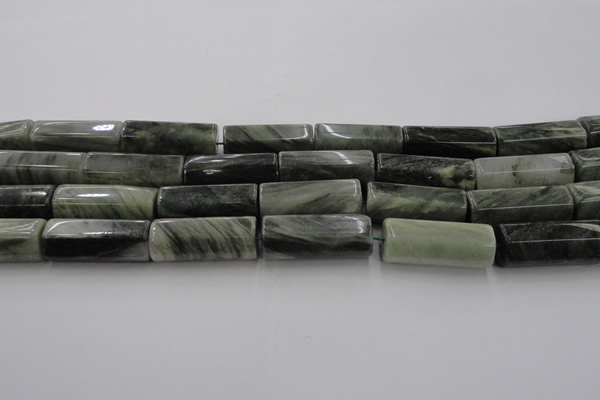 CGH60 15.5 inches 15*22mm faceted tube green hair stone beads